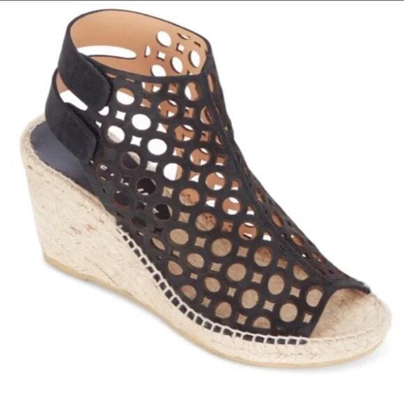 Bettye Muller Women's‎ Black Duchess Espadrille Wedges Heels Size 37(US 7) - Picture 1 of 9